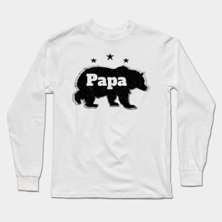 Mens Retro Fathers Day Papa Bear Stars Distressed Effect Long Sleeve T-Shirt